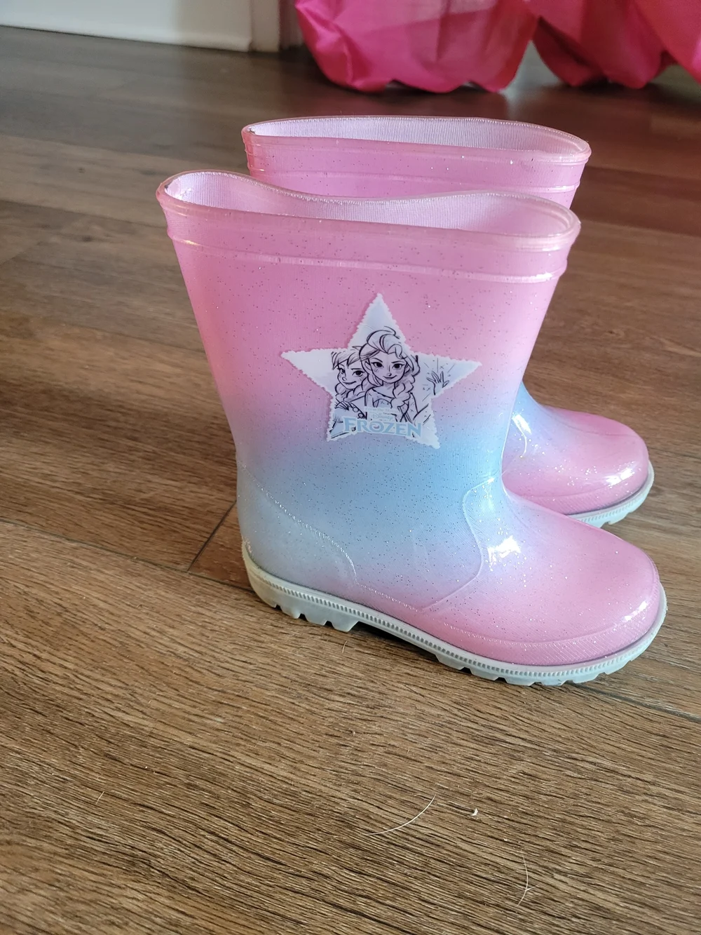 Kids Glitter Ombre Pink-Blue Rain Boots